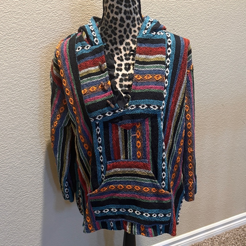 🌈 Multicolor Striped Hooded Baja Pullover Jacket 🌈